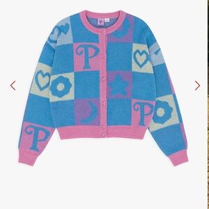 Lisa Says Gah Blue and Pink Patterned Cardigan